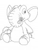 Elephant holding daisy coloring page