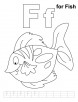 F for fish coloring page with handwriting practice 