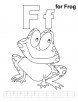 F for frog coloring page with handwriting practice