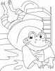 Frog diving coloring page