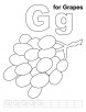 G for grapes coloring page with handwriting practice 