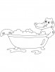Alligator taking bath coloring pages