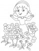 Girl in the cornflower garden coloring page