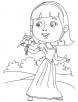 Girl with hibiscus flower coloring page
