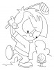 Angry boy playing golf coloring page