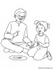 Grandfather with granddaughter coloring page
