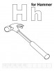 H for hammer coloring page with handwriting practice 