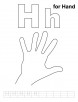 H for hand coloring page with handwriting practice