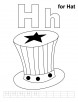 H for hat coloring page with handwriting practice 