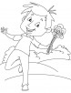 Happy boy with iris flower coloring page