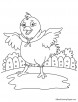 Hen trying to fly coloring page