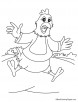 Frightened hen coloring page