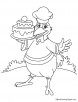 Hen birthday cake coloring page