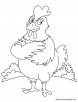 Hen folded feathers coloring page