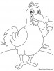 Hen showing thumb coloring page