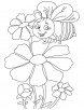 Honeybee on cosmos coloring page