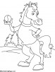 Horse with ball coloring page