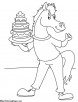 Horse with cake coloring page