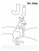 J for joey coloring page with handwriting practice