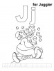 J for juggler coloring page with handwriting practice
