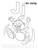 J for jump coloring page with handwriting practice