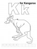 K for kangaroo coloring page with handwriting practice
