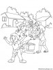 Kids playing holi with pichkari coloring page