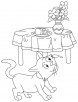 Kitten looking for bread coloring page