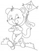 Kitty flying a kite coloring page
