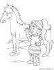 Knight talking with horse coloring page