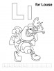 L for louse coloring page with handwriting practice