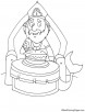 Merman celebrating birthday coloring page