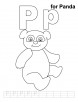 P for panda coloring page with handwriting practice