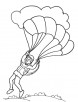 Paratrooper landing coloring page
