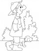 Boy walking with the puppy coloring page