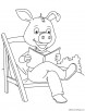 Pig reading the book coloring page