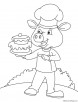 Pig with cake coloring page