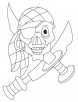 Pirate skull with weapons coloring page
