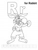 R for rabbit coloring page with handwriting practice