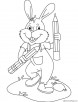Rabbit with two pencils coloring page