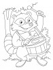 Raccoon the drum beater coloring pages