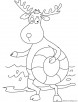Reindeer at the beach coloring page