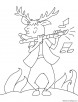 Reindeer playing flute coloring page