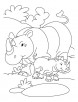 Rhinoceros and Baby Rhinoceros coloring page