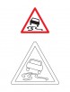 Slippery road traffic sign coloring page