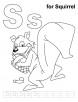 S for squirrel coloring page with handwriting practice