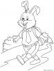 School going rabbit coloring page