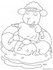 Sheep floating in water coloring page