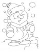 A boy disguise himself as a snowman coloring pages