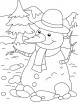 Happy snowman with long nose coloring page